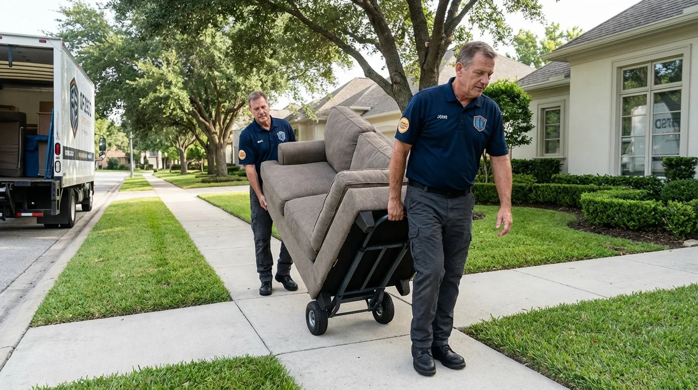 Local residential moving crew loading furniture in Glen Oaks, NY